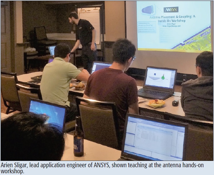 Arien Sligar, lead application engineer of ANSYS, shown teaching at the antenna hands-on workshop.