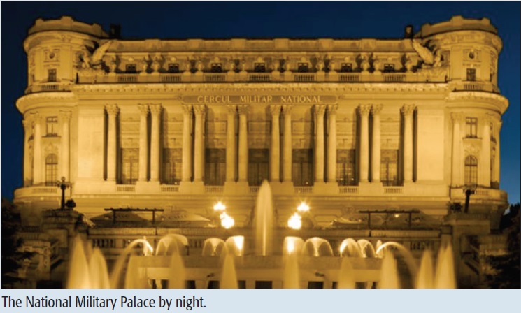 The National Military Palace by night.