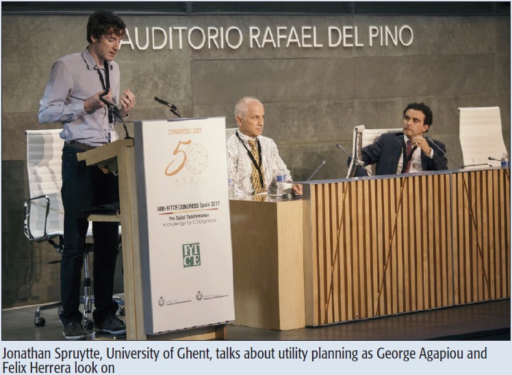 Jonathan Spruytte, University of Ghent, talks about utility planning as George Agapiou and Felix Herrera look on