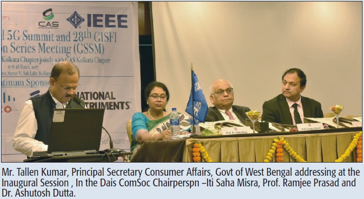 Mr. Tallen Kumar, Principal Secretary Consumer Affairs, Govt of West Bengal addressing at the Inaugural Session , In the Dais ComSoc Chairperspn –Iti Saha Misra, Prof. Ramjee Prasad and Dr. Ashutosh Dutta.