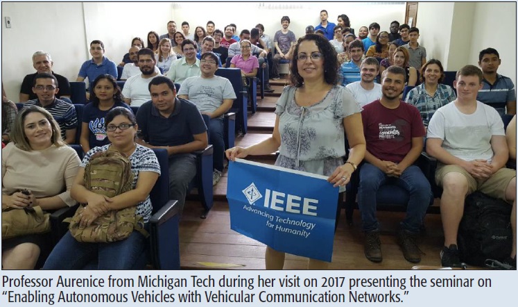 Professor Aurenice from Michigan Tech during her visit on 2017 presenting the seminar on “Enabling Autonomous Vehicles with Vehicular Communication Networks.”