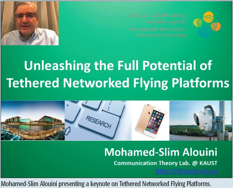 Mohamed-Slim Alouini presenting a keynote on Tethered Networked Flying Platforms.