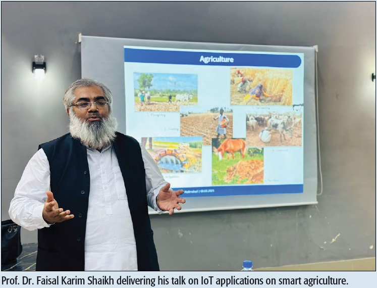 Prof. Dr. Faisal Karim Shaikh delivering his talk on IoT applications on smart agriculture.
