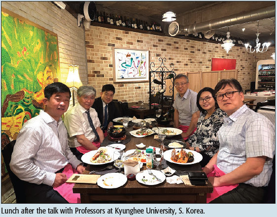 Lunch after the talk with Professors at Kyunghee University, S. Korea.