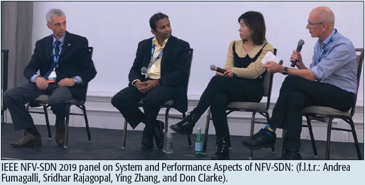 IEEE NFV-SDN 2019 panel on System and Performance Aspects of NFV-SDN: (f.l.t.r.: Andrea Fumagalli, Sridhar Rajagopal, Ying Zhang, and Don Clarke).