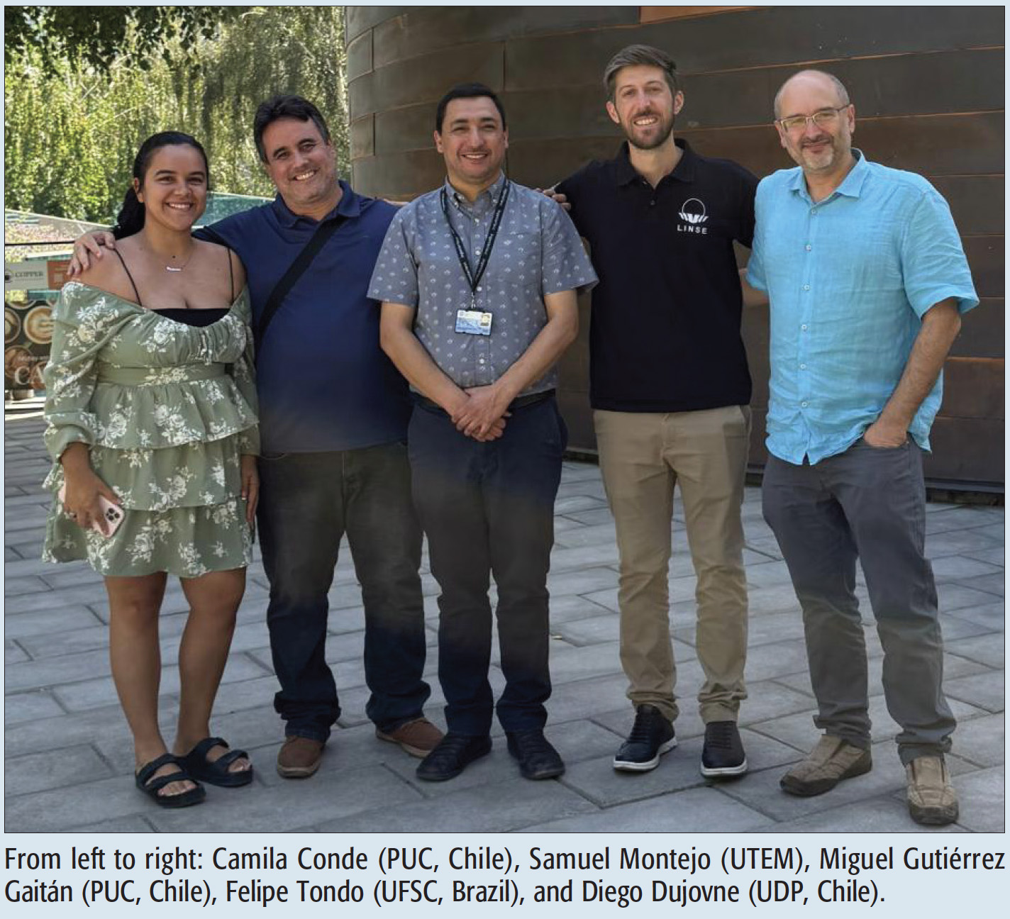 From left to right: Camila Conde (PUC, Chile), Samuel Montejo (UTEM), Miguel Gutiérrez Gaitán (PUC, Chile), Felipe Tondo (UFSC, Brazil), and Diego Dujovne (UDP, Chile).