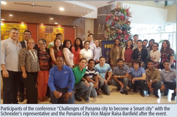 Participants of the conference “Challenges of Panama city to become a Smart city” with the Schneider’s representative and the Panama City Vice Major Raisa Banfield after the event.