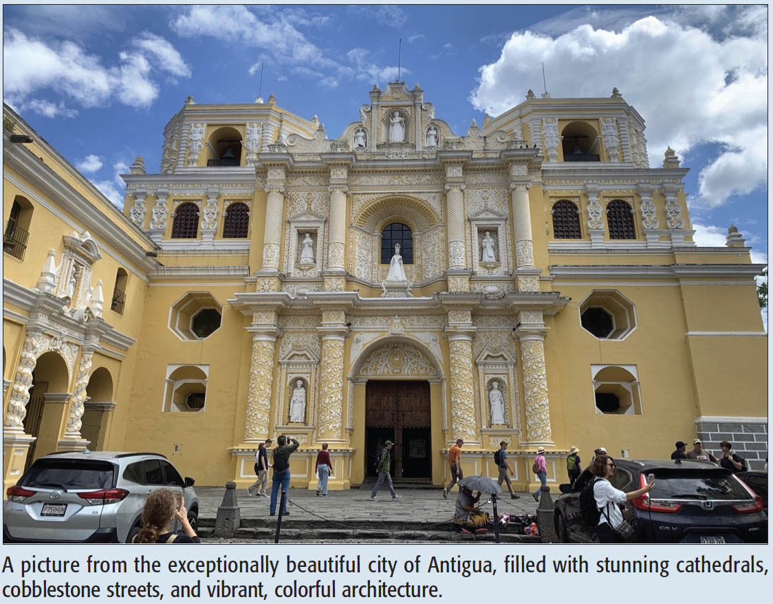A picture from the exceptionally beautiful city of Antigua, filled with stunning cathedrals, cobblestone streets, and vibrant, colorful architecture.