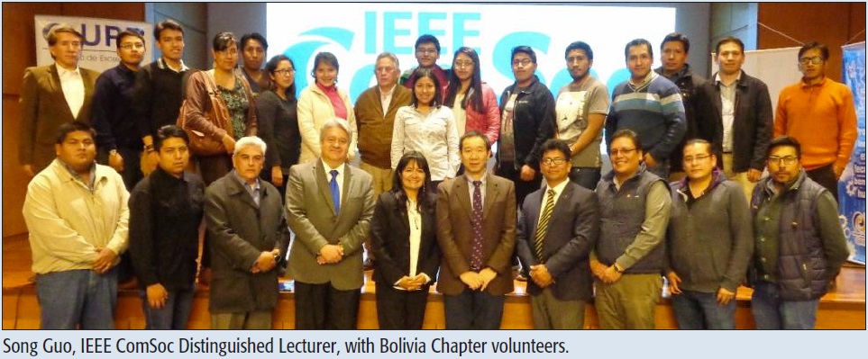 Song Guo, IEEE ComSoc Distinguished Lecturer, with Bolivia Chapter volunteers