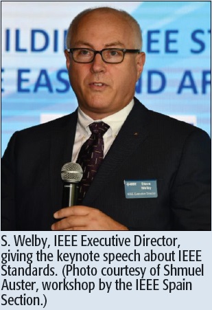 S. Welby, IEEE Executive Director, giving the keynote speech about IEEE Standards. (Photo courtesy of Shmuel Auster, workshop by the IEEE Spain Section.)