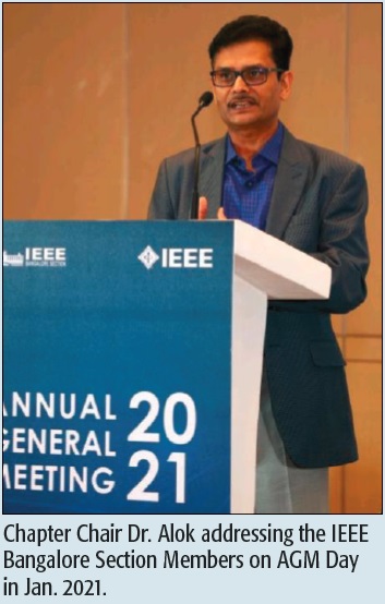 Chapter Chair Dr. Alok addressing the IEEE Bangalore Section Members on AGM Day in Jan. 2021.