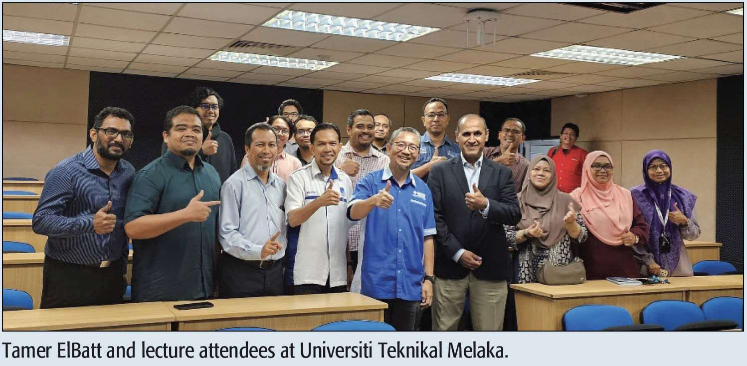 Tamer ElBatt and lecture attendees at Universiti Teknikal Melaka.