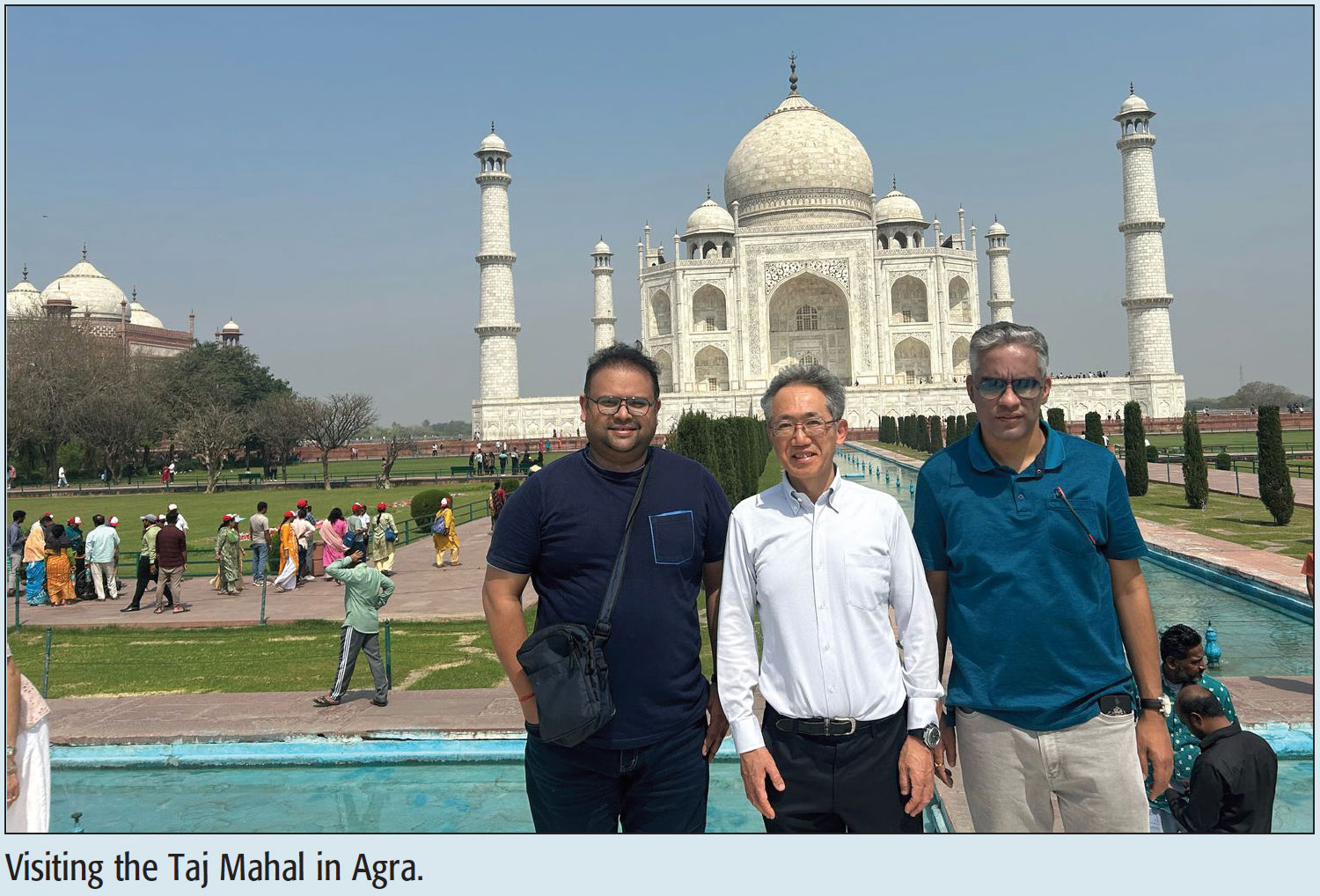 Visiting the Taj Mahal in Agra.