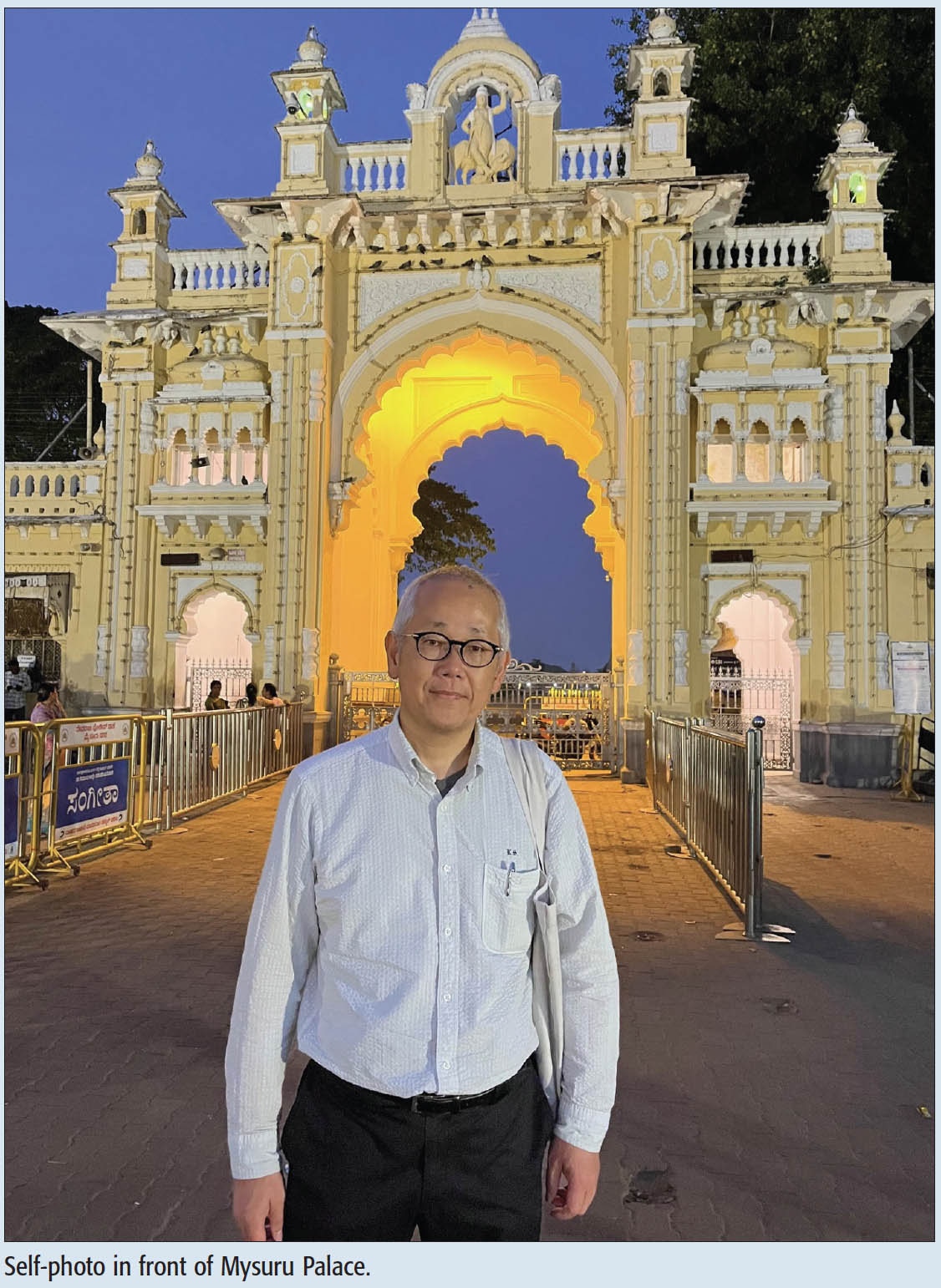 Self-photo in front of Mysuru Palace.