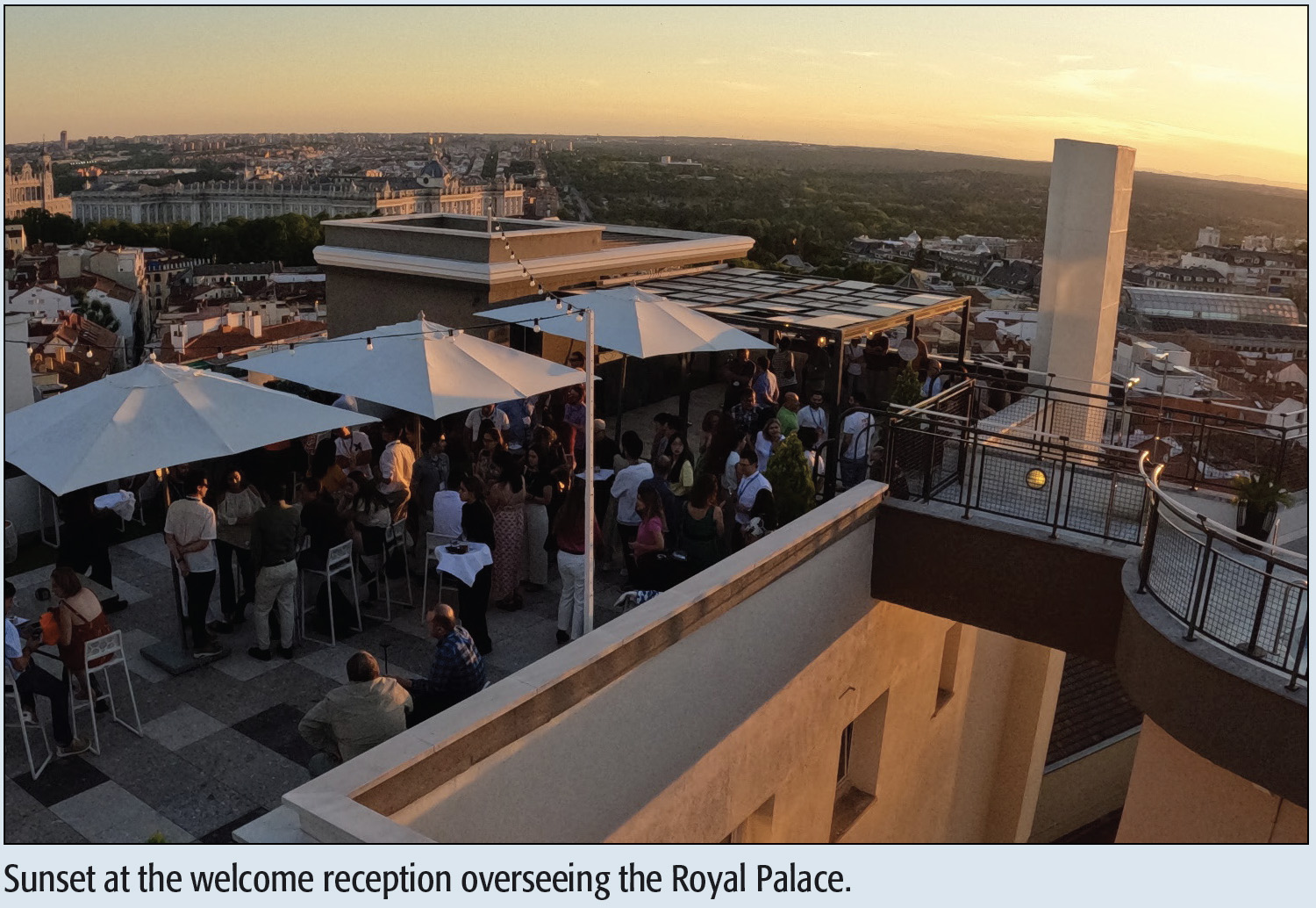 Sunset at the welcome reception overseeing the Royal Palace.