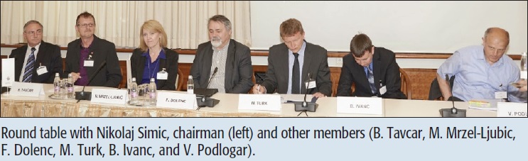 Round table with Nikolaj Simic, chairman (left) and other members (B. Tavcar, M. Mrzel-Ljubic, F. Dolenc, M. Turk, B. Ivanc, and V. Podlogar).