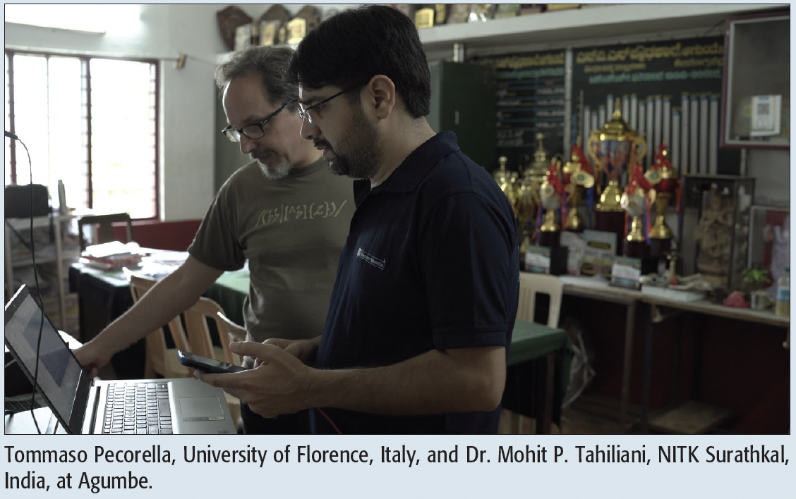 Tommaso Pecorella, University of Florence, Italy, and Dr. Mohit P. Tahiliani, NITK Surathkal, India, at Agumbe.